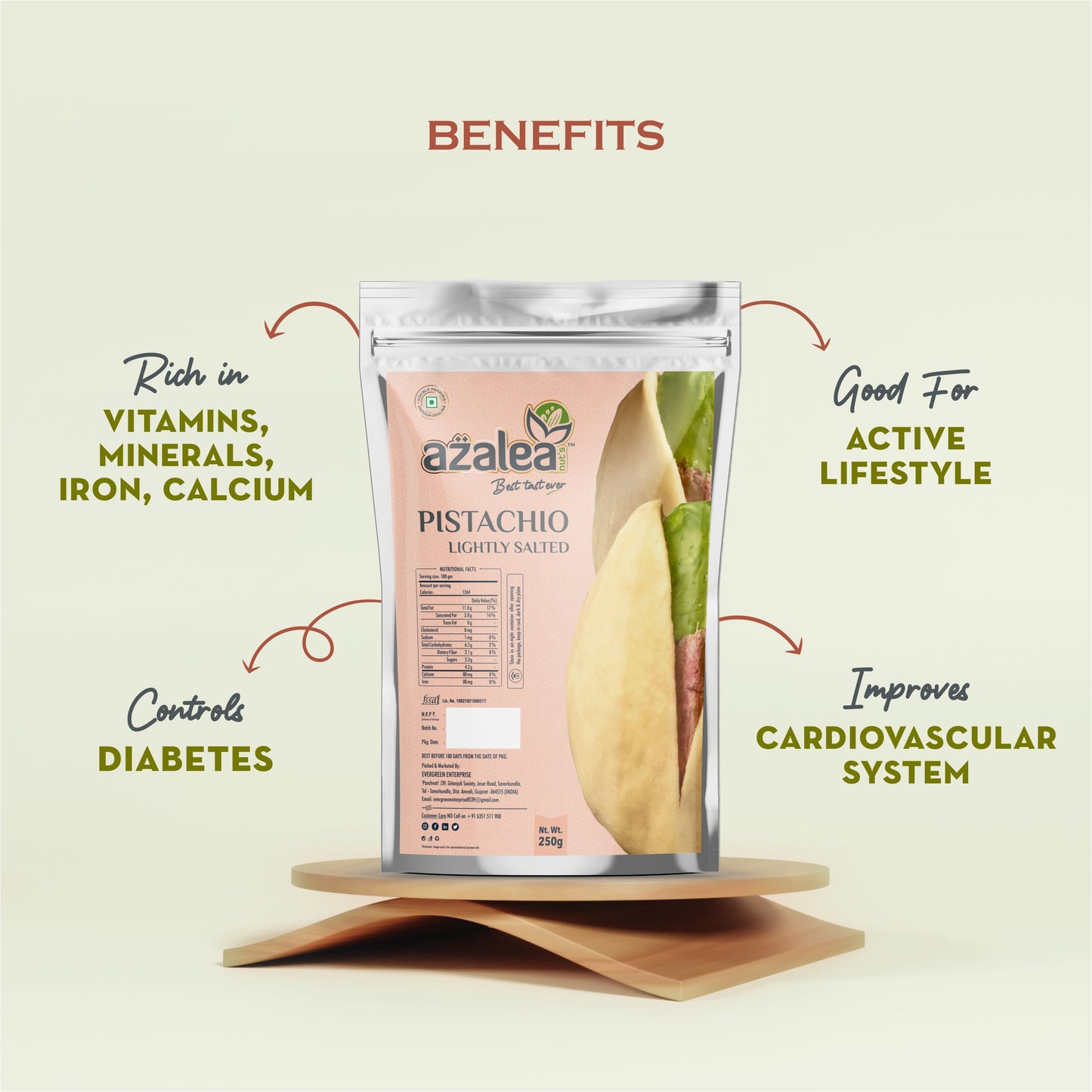 Azalea Nuts Premium Irani Pistachios 250gm – rosted | Natural Pista | Rich in Protein & Antioxidants