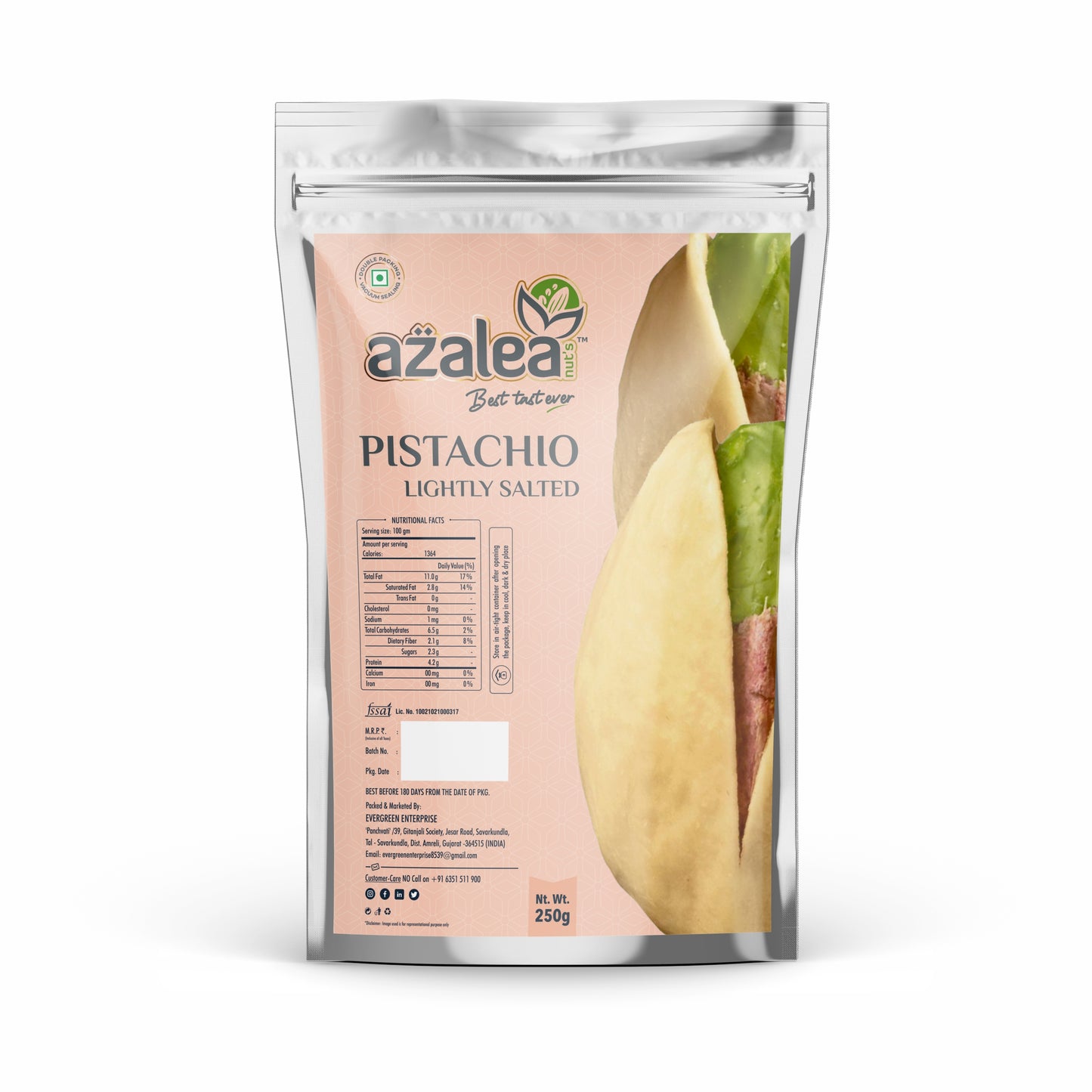 Azalea Nuts Premium Irani Pistachios 250gm – rosted  | Natural Pista | Rich in Protein & Antioxidants